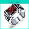 Stunning Vintage Red Onyx Thor Men's Stainless Steel Gothic Style Statement Ring