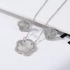 Top Quality Women Girls Five Leaf Flower Set Necklace Earrings Fashion Luxury Natural Stone Shell Set High Quality Zircon Gifts