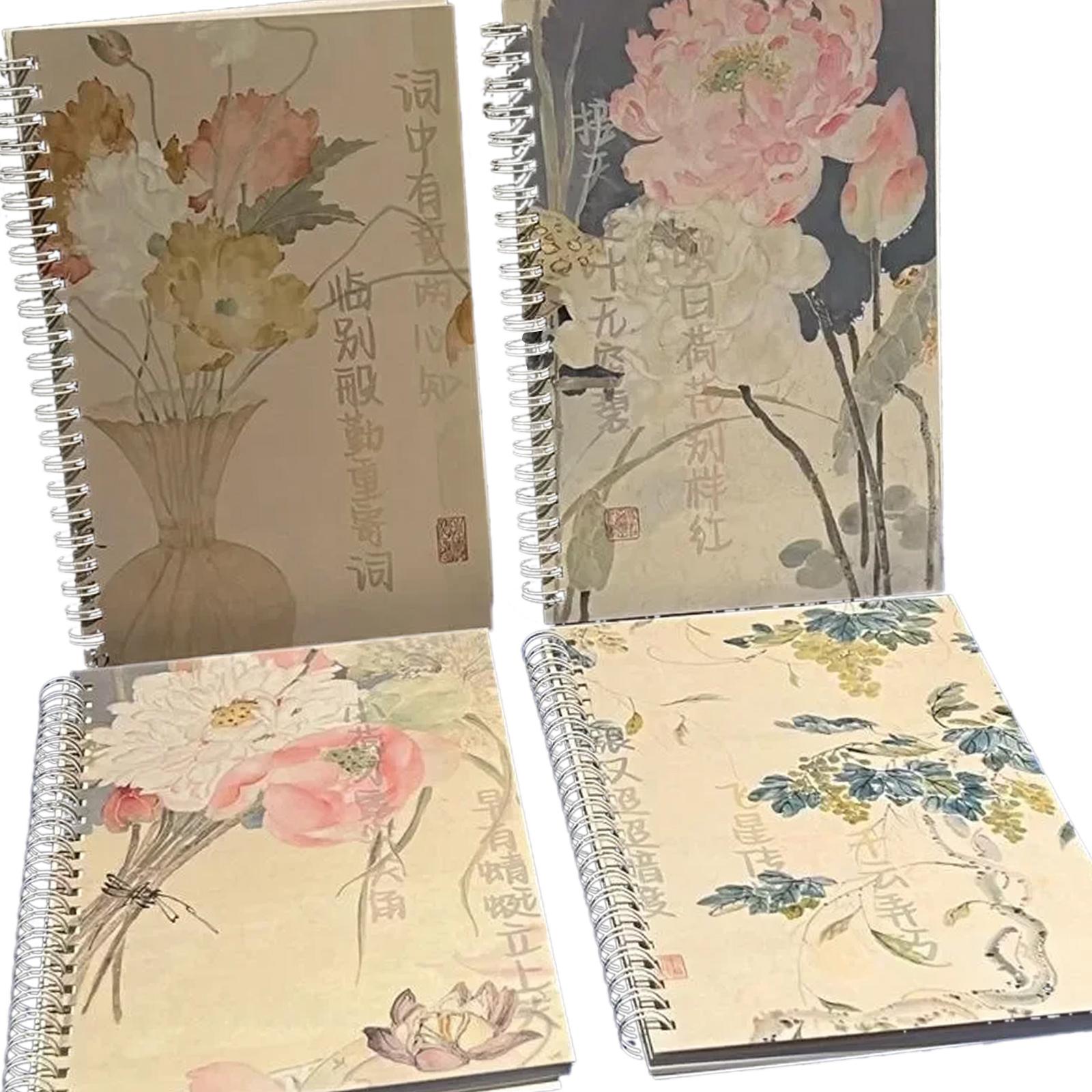 

4 шт. Бумажный блокнот с двойным спиральным переплетом, 100 страниц, в клетку, блокнот-журнал для письма, ведения записей, 14x20 см 1