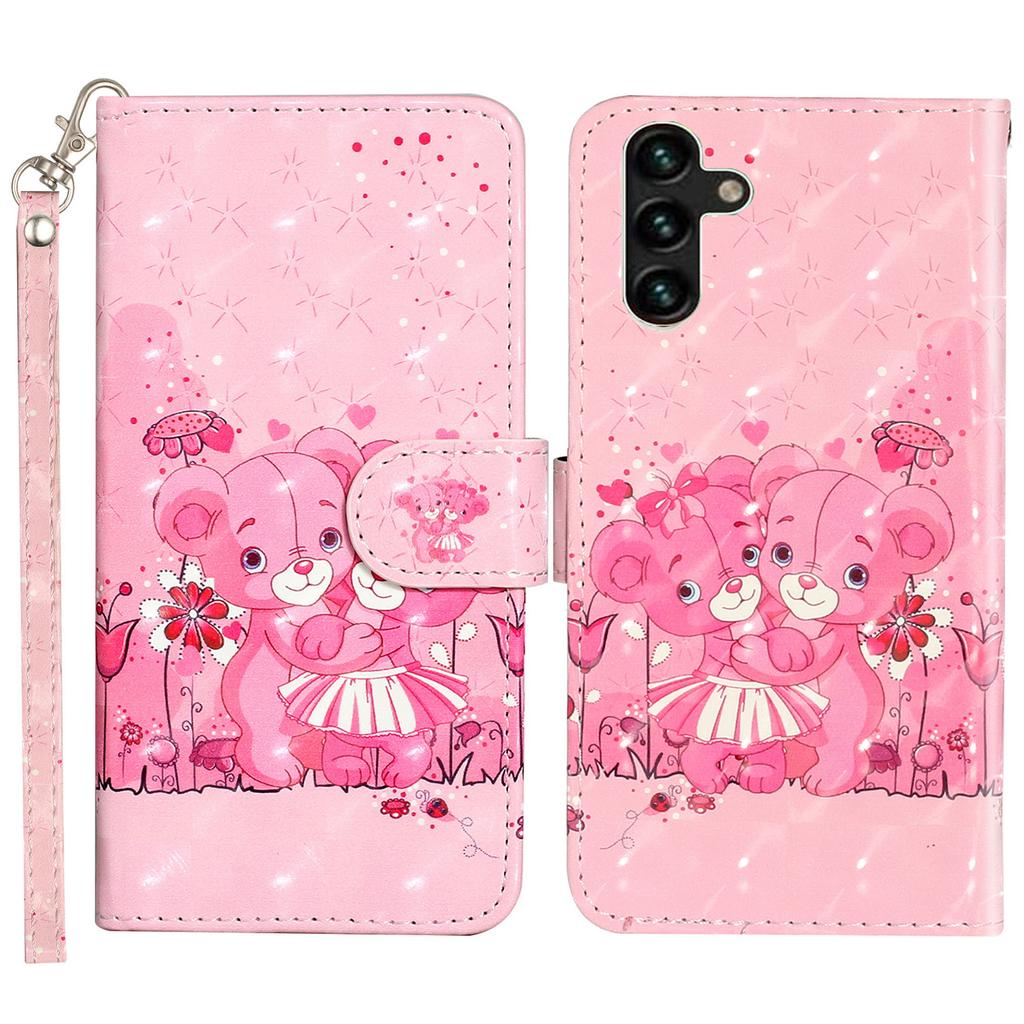 For Samsung Galaxy S24 FE Case 3D Pattern Leather Wallet Flip Phone Cover with Strap