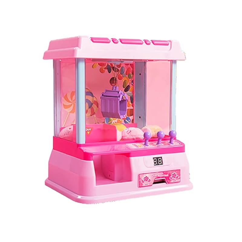 Fkstyle [Arcade Experience at Home] UFO Catcher Crane Game Toy for Home Use, with BGM  LED Lights, Coin-Operated, Plush Toys, Candy, Three Lever