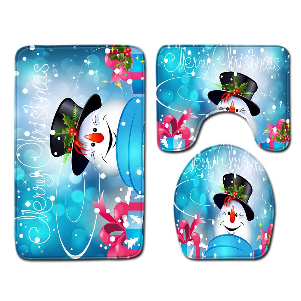 Christmas Bathroom Floor Mat Toilet Three-Piece Set