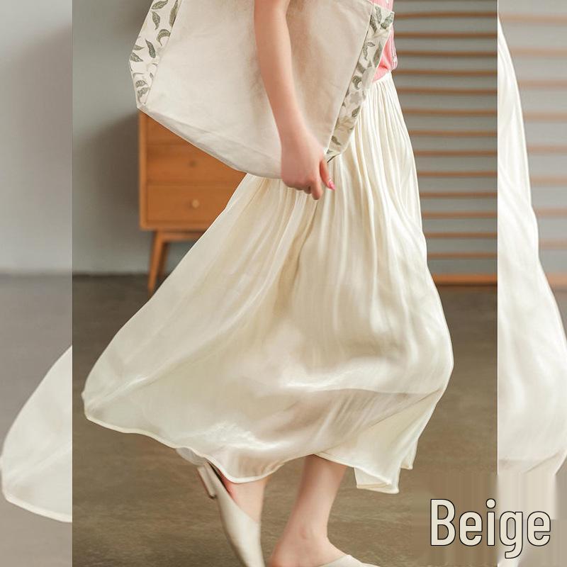 New Women's Iridescent Double Layer Pleated Puff Skirt - Korean Style Fairy Mesh Skirt