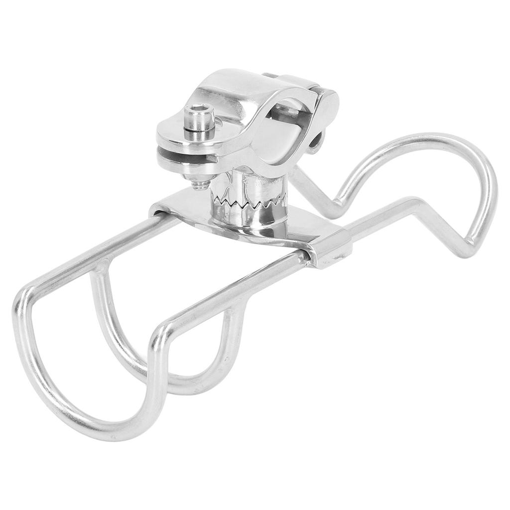 Rail Mounted Clamp Adjustable Fishing Rod Holder 360 Degrees Rotation 304 Stainless Steel for 22.2 To 31.7mm Tube