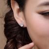 Orecchini a bottone con zirconi cubici placcati in argento da donna alla moda