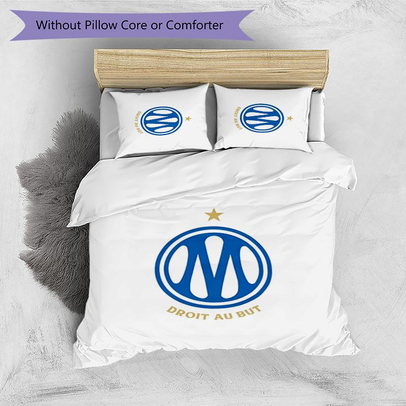 Olympique Marseille Pattern Printed 3PCS Bedding Set Soft Skin-Friendly Washable Duvet Cover & Pillowcases Set All Season Bedroom