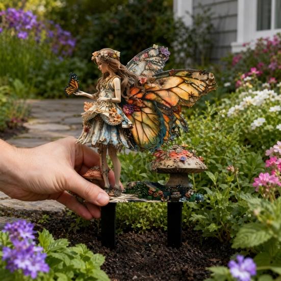 Decorazioni Giardino delle Fate da Esterno, Pali Decorativi a Forma di Fungo in Acrilico per Giardino, Cartello Giardino Spiritello del Bosco Fantasioso, Inserimenti per Vasi da Fiori Resistenti alle Intemperie per
