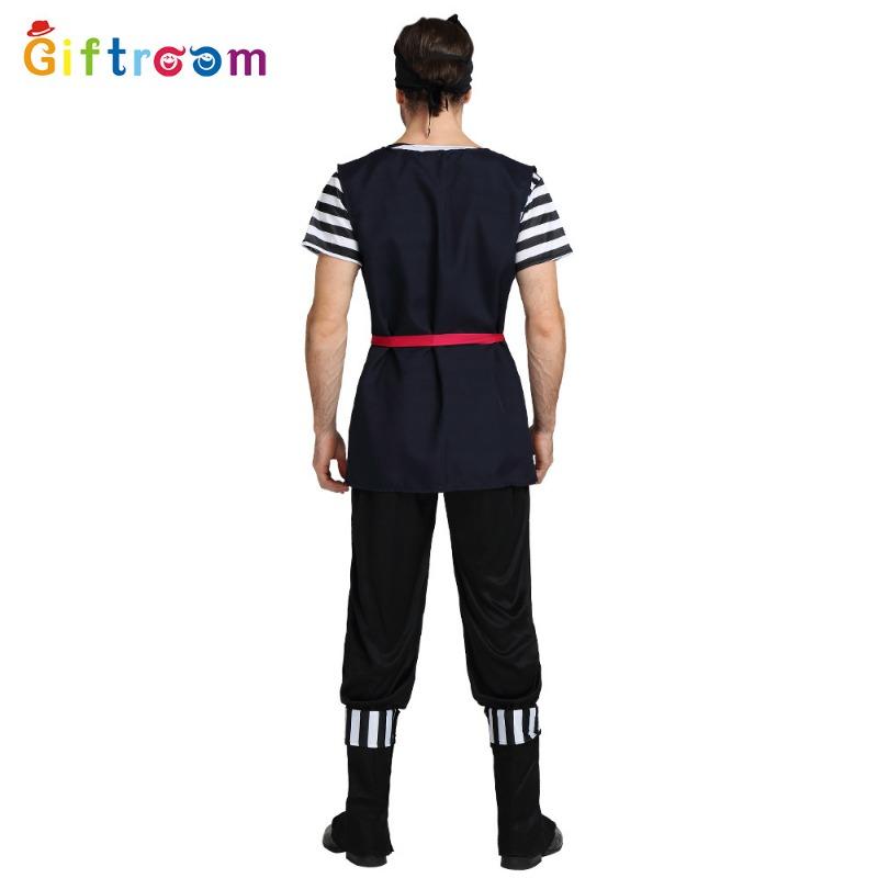 Adult male black and white striped pirate stage costume orgy party pirate