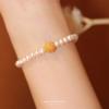 Fusuiyin Natural Freshwater Pearl Bracelet for Women, Old Amber Bead Bracelet, Simple Design Gift