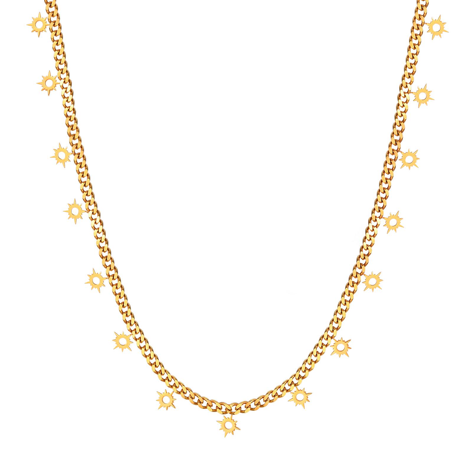 

Stainless Steel Small Sun Necklace Pendant For Women Gold Color Grinding Chain Choker Necklaces Fashion Jewelry Gifts