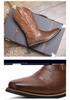 Men's Size 48 Leather High-Top Boots - Retro Cowboy Style for Spring, Autumn, and Winter
