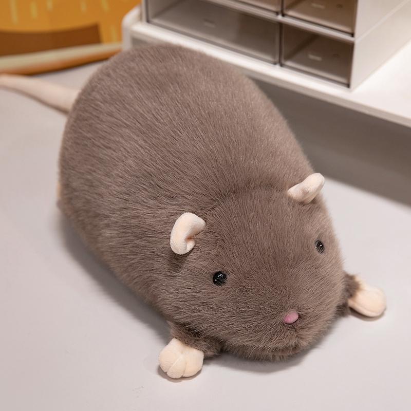 

50/95cm Cartoon Round Mouse Plush Doll Pillow Grey Brown White Black Long Tail Mouse Stuffed Animal Home Decor Gift For Kids about 50cm