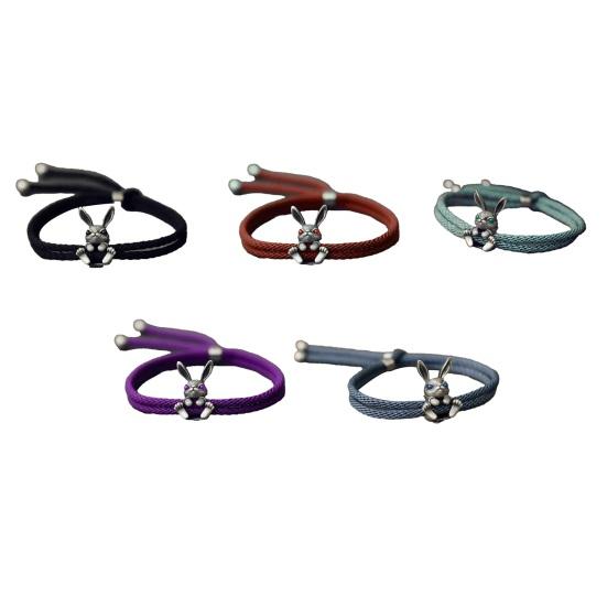 Adjustable Rope Chain Bracelet Bunny Decor Easter Bracelet Easy to Wear Bracelet Animal Lucky Jewelry Accessory