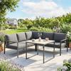 Outdoor Garden Furniture Set, 3-Piece, 5 People, 2 Sofas, Coffee Table, 183 x 183 x 72 cm, Dark Grey
