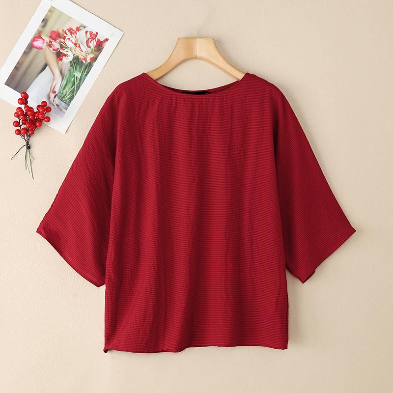 

ZANZEA Женская повседневная летняя свободная полосатая блузка с рукавом 3/4 L