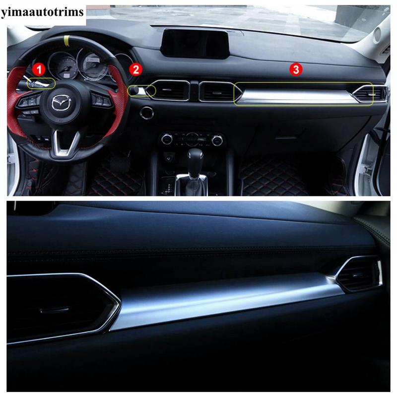 Car Accessories Central Control Dashboard Panel Strip Decor Cover Trim For Mazda CX-5 CX5 2017 - 2024 Carbon Fiber Look / Matte