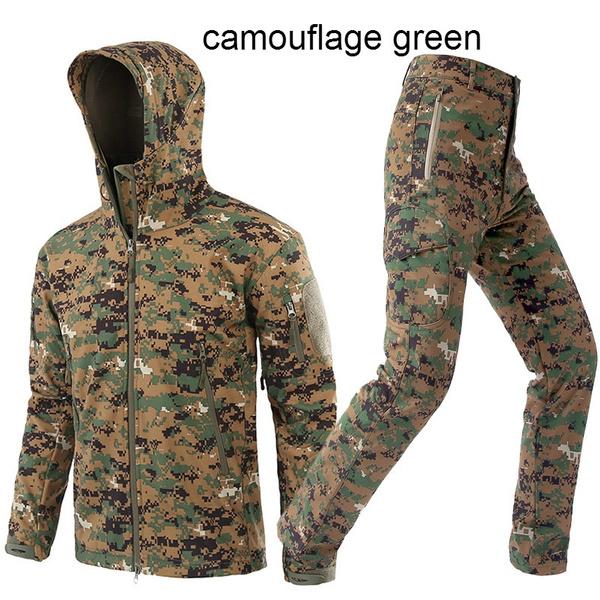 New TAD Tactical Soft Shell Jacket + Pants Camouflage Outdoor Men Army Sport Hunting Camping Waterproof Windbreaker Set