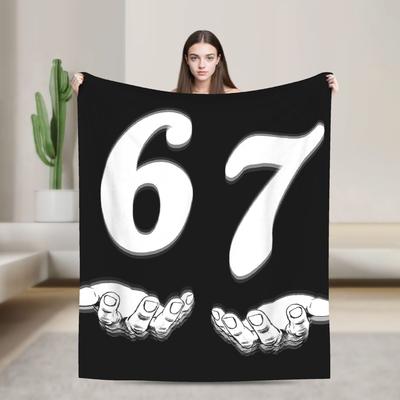 Funny Six Seven 6 7 Meme Gen Alpha Slang Blankets Office Flannel Throw Blanket For Bedroom Warm Soft Design Quality Bedspread