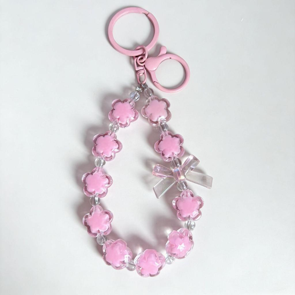 Acrylic Flower Beaded Phone Strap Keychain & Bag Accessory