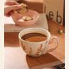 460ml Large Capacity Ceramic Cup with Cover, Breakfast Cup with Crank, Retro Rural Style Ceramic Mug Coffee Cup and Dishes Sets