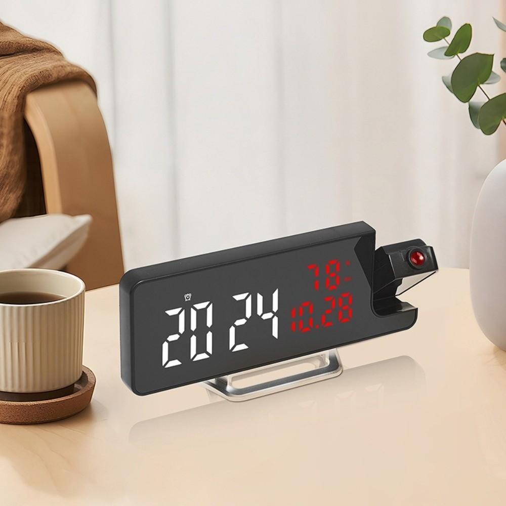 

180° Rotation Table Clock TEMP Humidity Date Mirror-faced LED Clock for Bedroom червоний