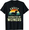 Easily Distracted By Weiners Dachshund Silhouette Mens Graphic TShirt Casual Cotton Tee