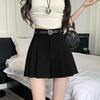 Women's Gray High-Waist Pleated Chiffon A-Line Shorts - Summer Slimming Wide-Leg Casual Skirt Pants