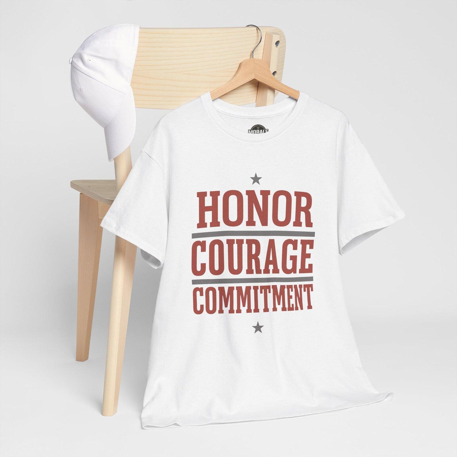 Honor Courage Commitment T-Shirt | Military Values Tee | Patriotic Veteran Gift | Unisex Graphic Shirt S