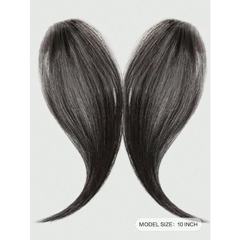 2 Stück/Set Synthetischer Mittelteil Pony Haarverlängerungen Einfacher Clip-In Stirnverlauf Pony Natürlicher Nahtloser Seitlicher Fransen Haarteil