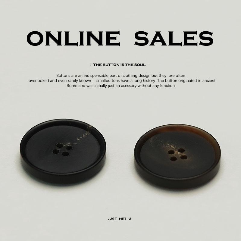 Real Horn Thin Edge Four-Eye Button High Texture Material Clothing Button Men'S And Women'S Coat Coat Trench Coat Button