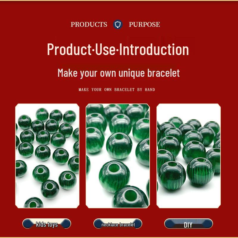 Green Imitation Jade Round Acrylic Beads for DIY Jewelry.