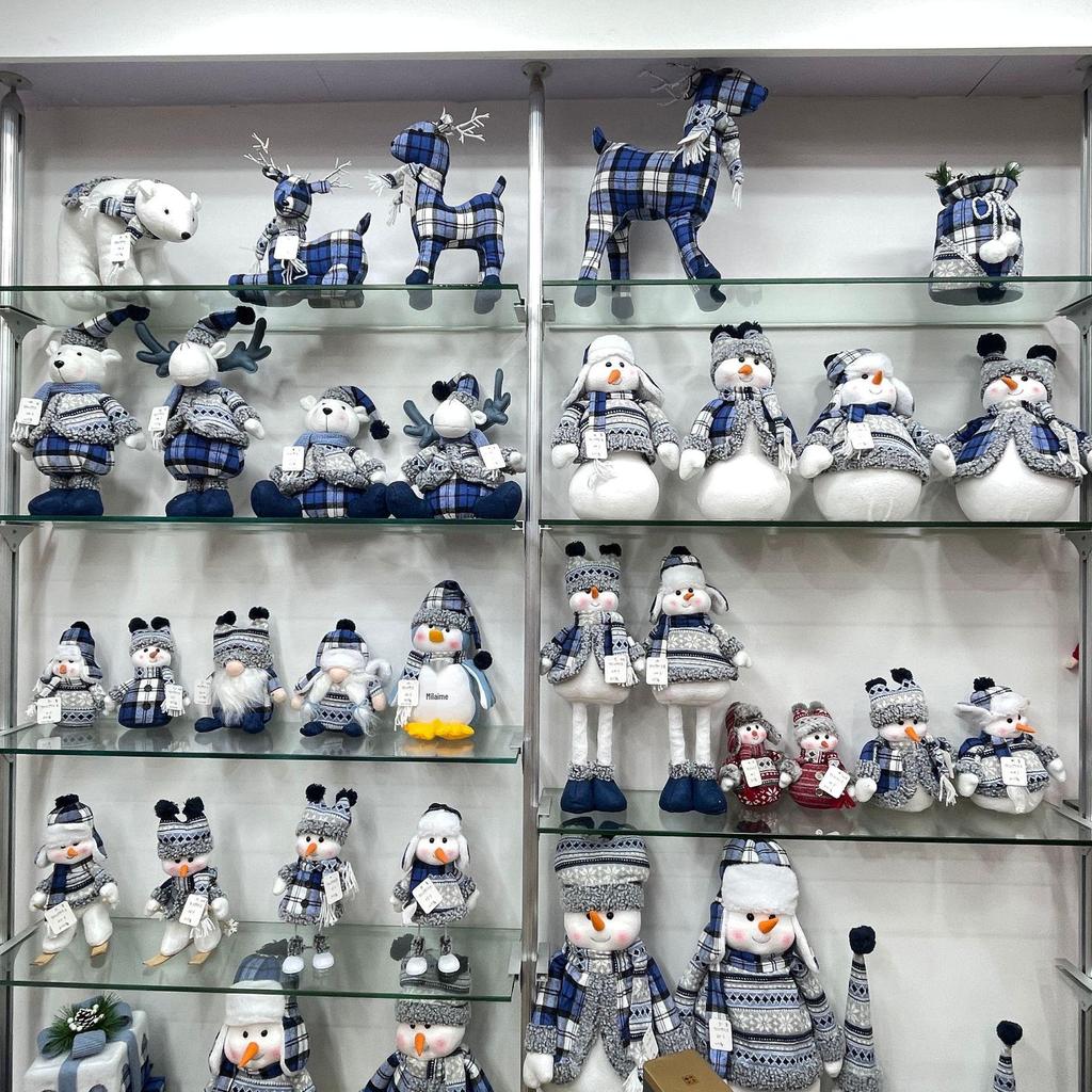 Blue Fabric Snowman Doll - Christmas Tree Ornaments and Scene Decorations