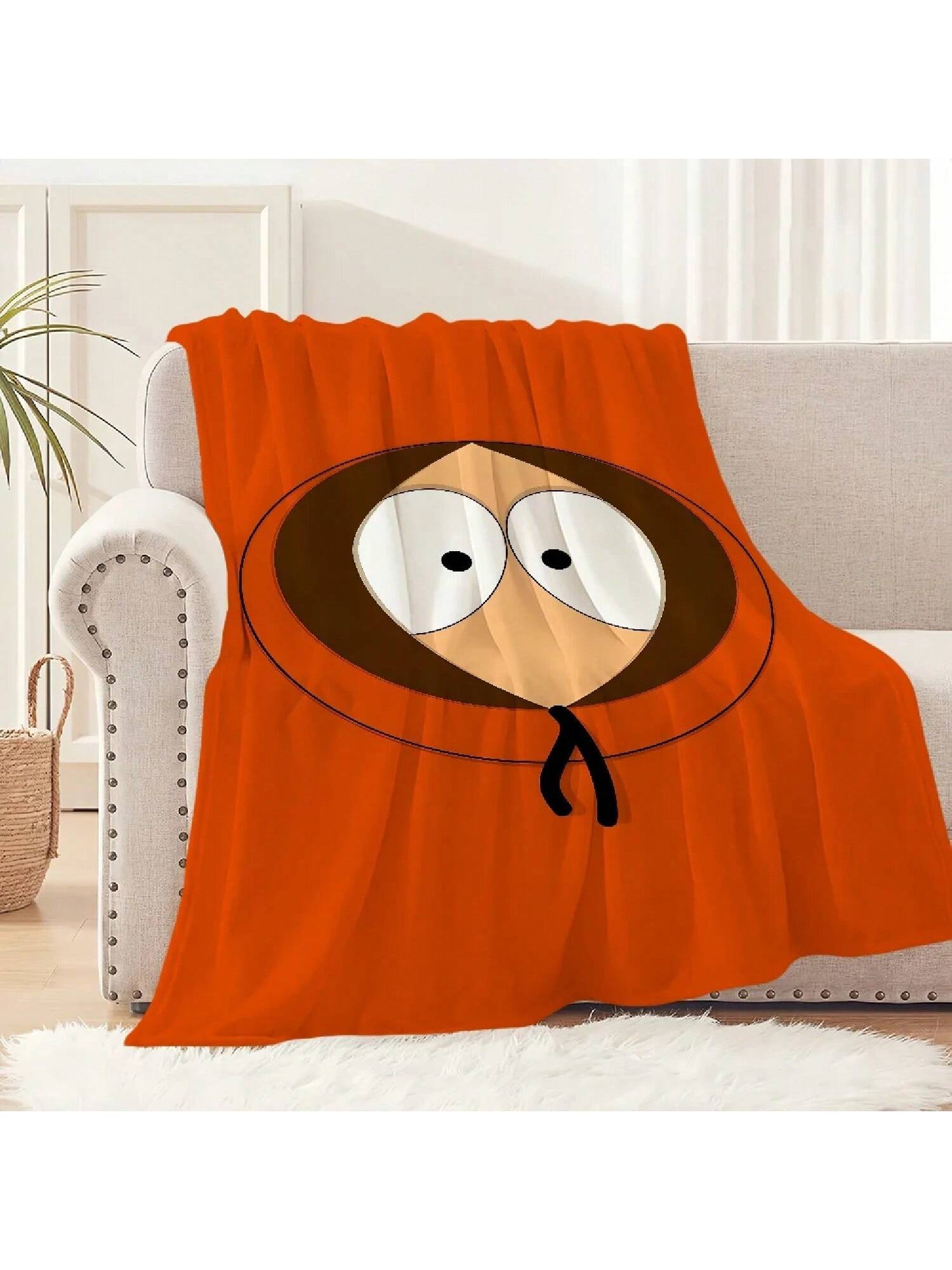 

Cartoon Funny Face Home Flannel Warm Comfort Soft Plush Blanket For Sofa Living Room S-SouthS Office Bedroom P-ParkS Travel Gift 75X95CM сірий колір