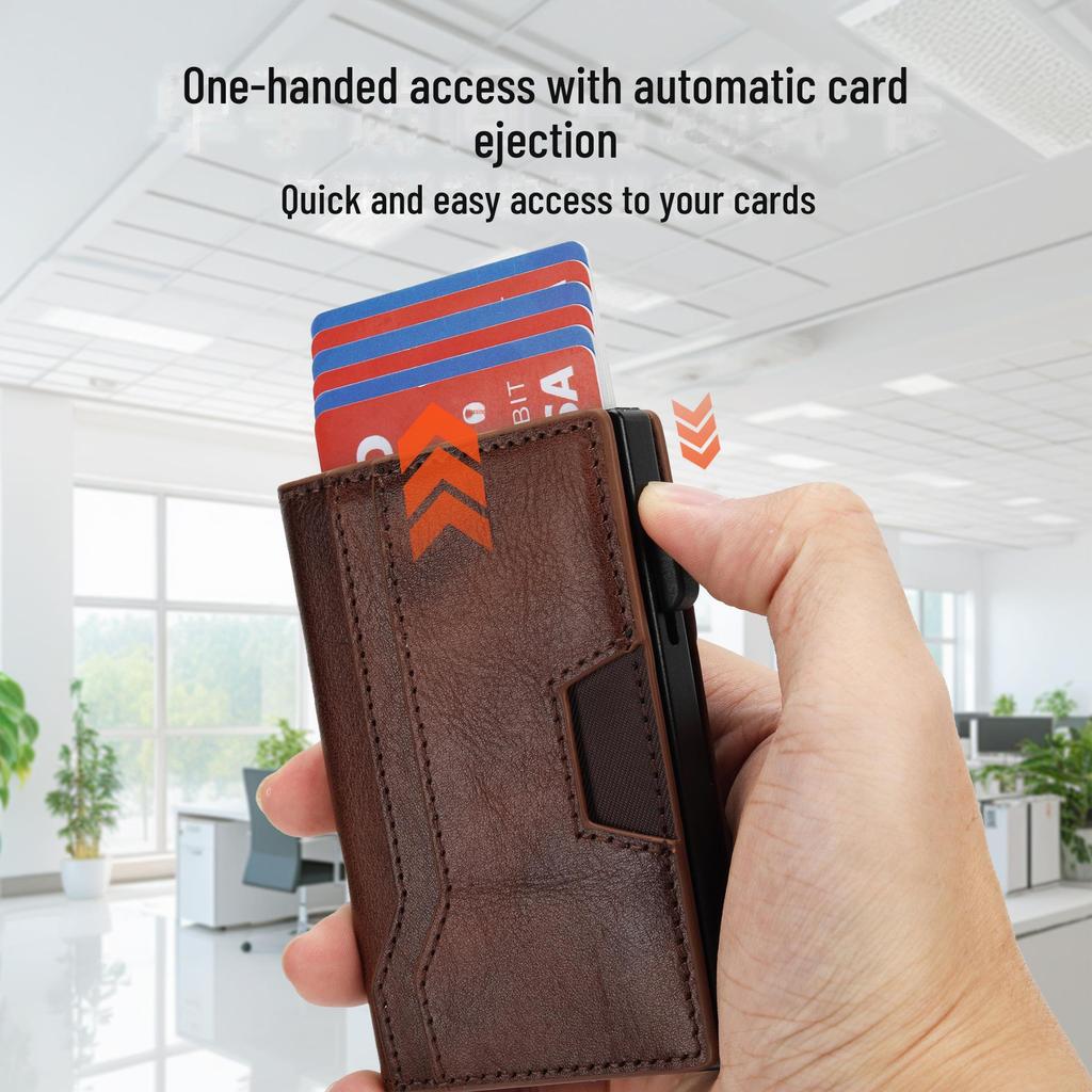 Men's Anti-Theft Genuine Leather Wallet with 20% Fold & Card Storage