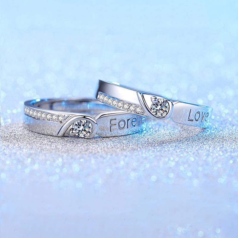 

925 Sterling Silver Couple Rings - Fashionable Niche Design for Men and Women, Light Luxury Exquisite Pair, Perfect Christmas Gift Women s Open Design