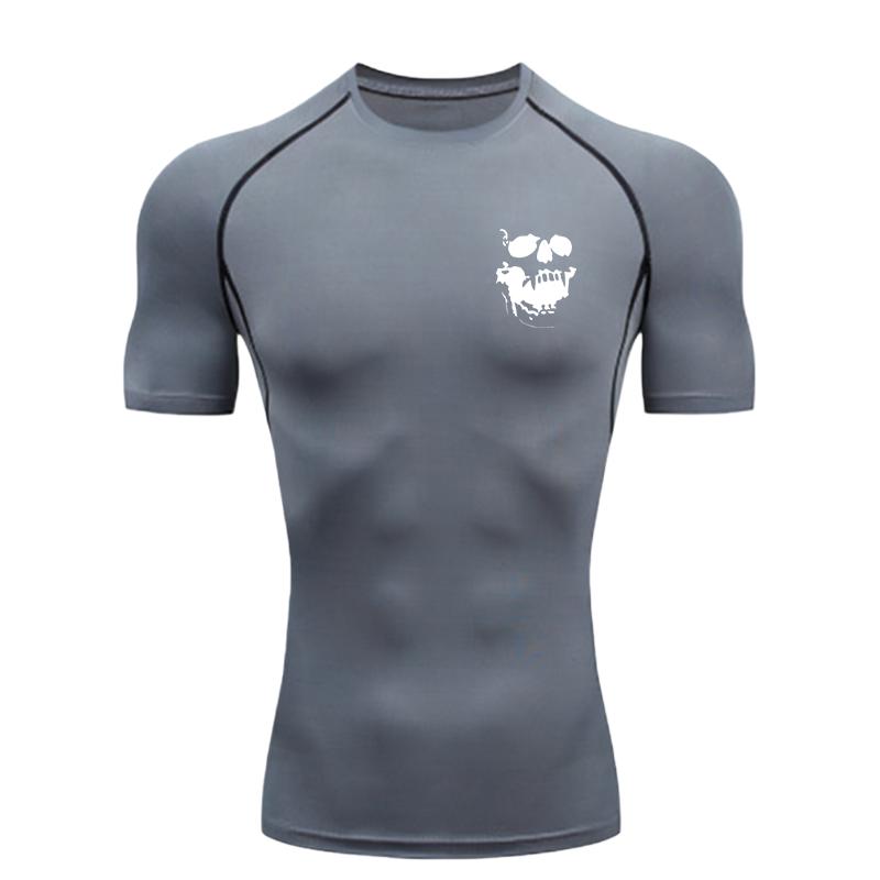 Skeleton Men's Sports T-Shirt Training Gym Jogging Running Workout Compression Rashgard Tops Tee Quick Dry Short Sleeve T Shirt