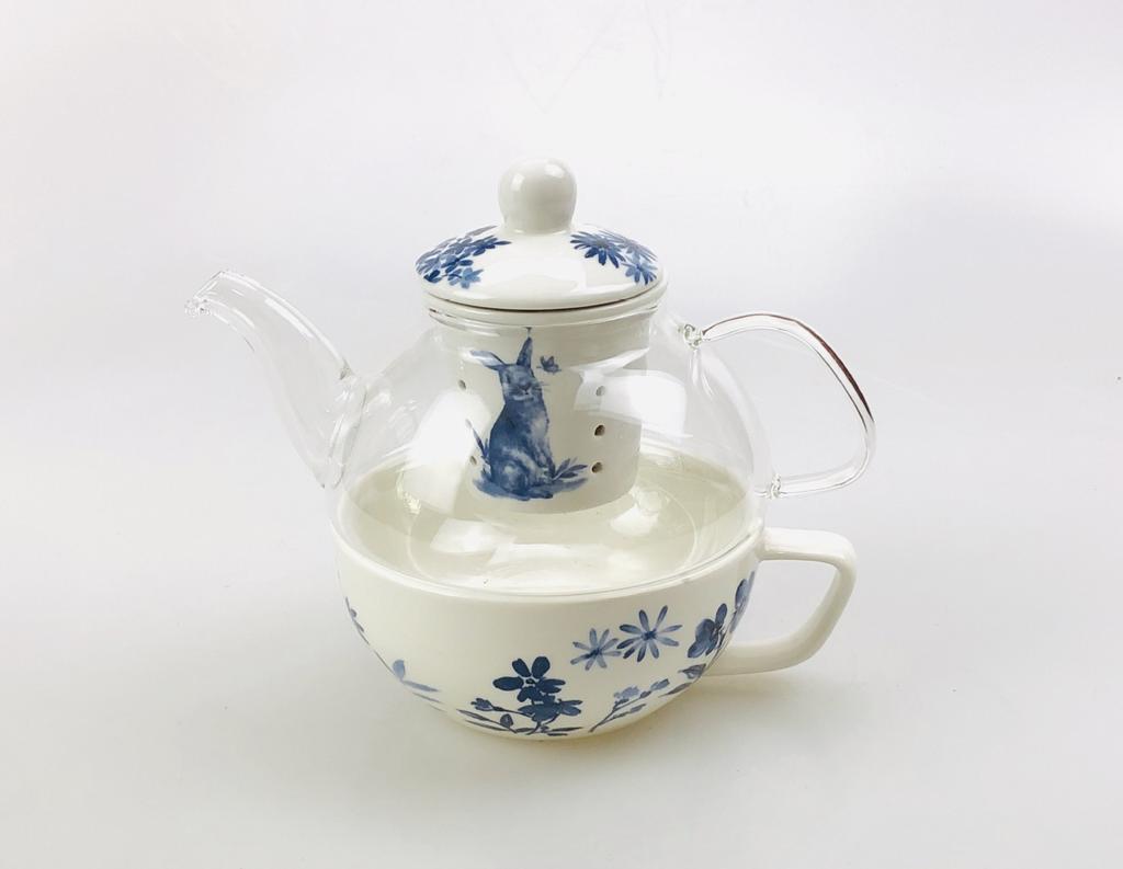 High Appearance China-Chic Light Luxury Garden Style Teapot Set Glass Ceramic Mother and Child Teapot Set