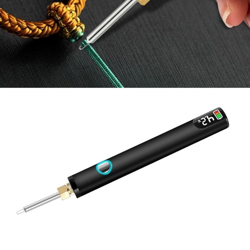 Schmuckherstellung Fadenbrennstift Set mit wiederaufladbaren Designs und 2 Spitzen Geeignet für Nähen Weben und Schnüren