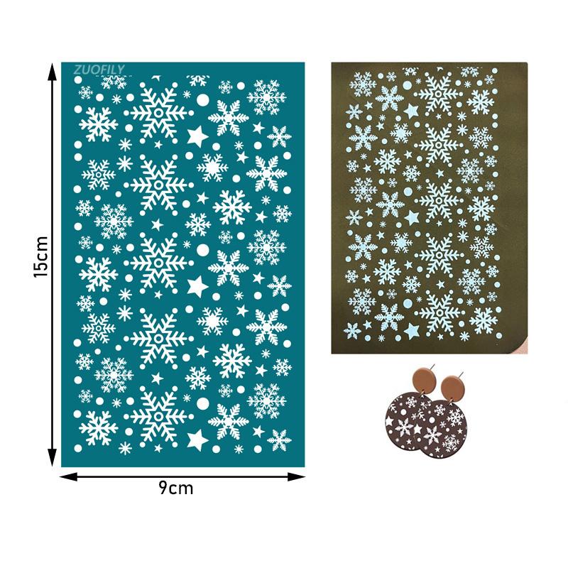 Washable Silk Screen Stencils Soft Pottery Polymer Clay Geometric Animals Plants Craft Embossing Tool DIY Earring Jewelry Mold