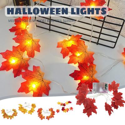 2M 20LED Lighted Fall Autumn  Maple Leaves Garland Halloween Decoration