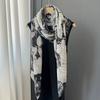 130CM Leaf Printed Cotton and Linen Scarves Women Shawls Fashion Decoration Scarf