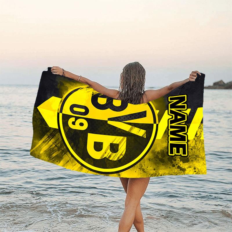 1pc Football28 Beach Towel with Custom Name, Beach/Swimming/Bath/Picnic/Camping Towel, Suitable for Seaside Beaches