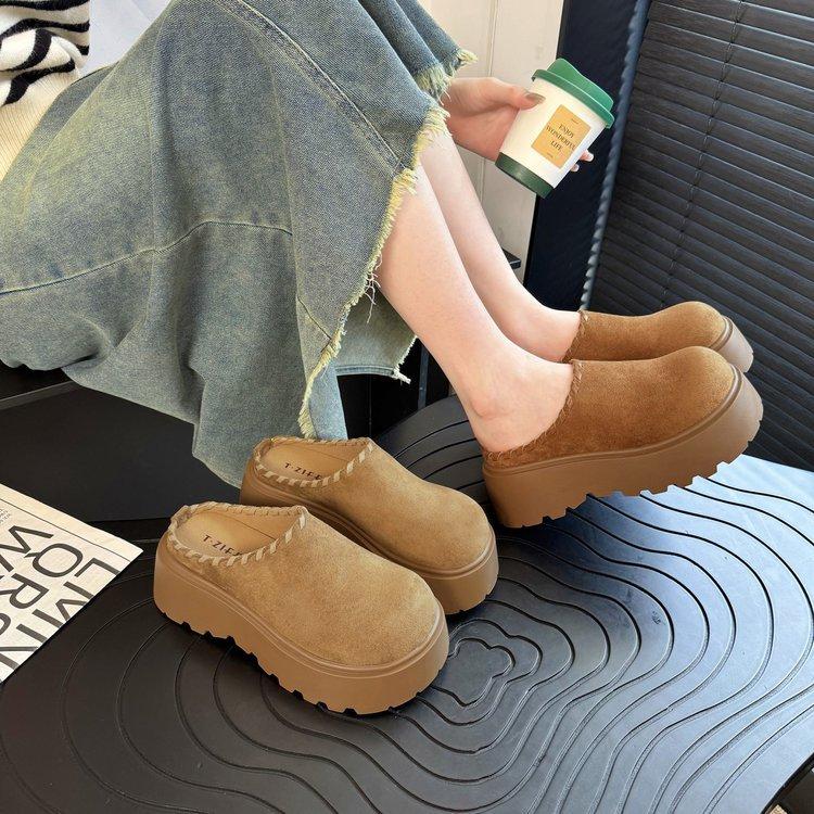 Thick-bottomed Boken half-slippers 2025 early autumn new retro lazy bag head drag increases the height of relaxation casual slippers women