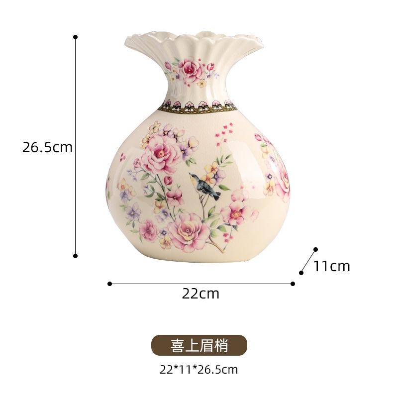 Керамическая ваза высокого класса Ретро фарфор Европейская гостиная Аранжировка цветов Легкая роскошь Дом Ваза для цветов Настольная ваза