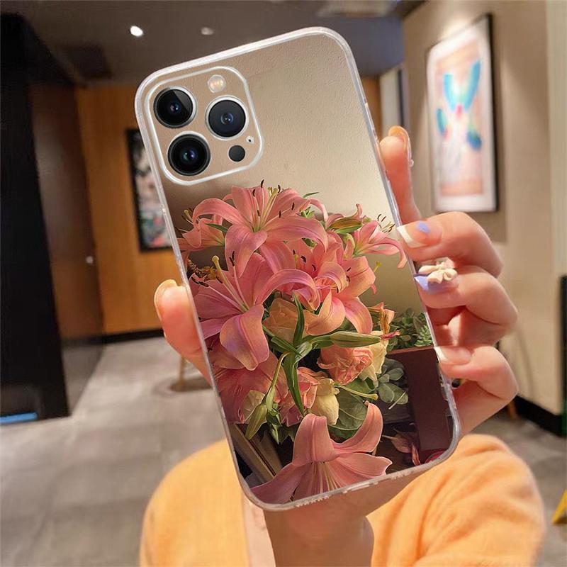 Phone Case For iPhone 17 Pro Max 17 Air 16 15 14 13 Pro Max 15 16 Pro 15Plus Lily Flower Silicone Cover