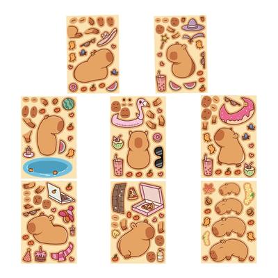 8pcs/16pcs Unique Capybara Puzzle Sticker Set for Handmade Projects Waterproof Animal Decal Gift Wrapping Accessories