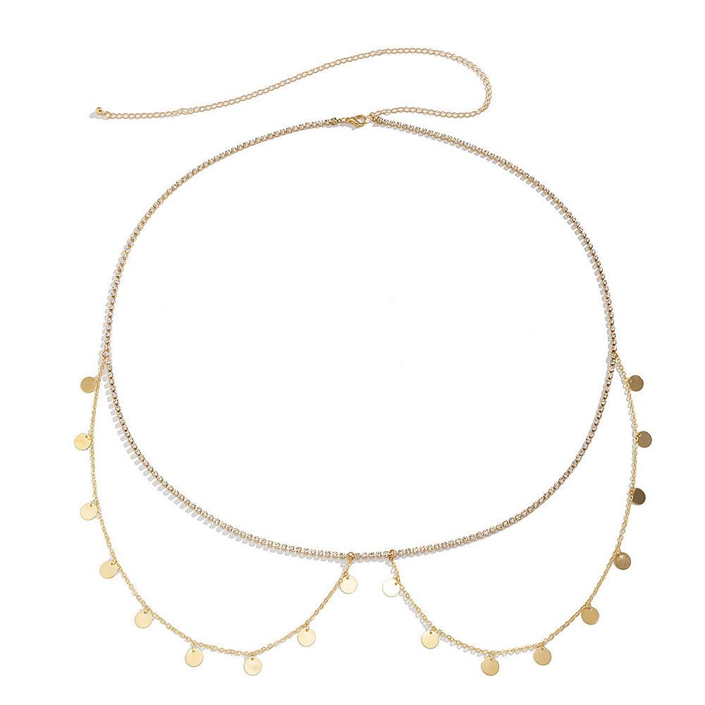 Fashion Spice Girl Wind Metal Diamond Claw Chain Body Chain Simple Sequins Tassel Rhinestone Waist Chain