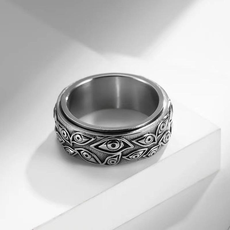 Retro Metall Teufelsaugen Drehbarer Ring Für Männer Edelstahl Punk Gothic Ring Zinklegierung Farbe Unisex Zirkon Accessoires Geschenk