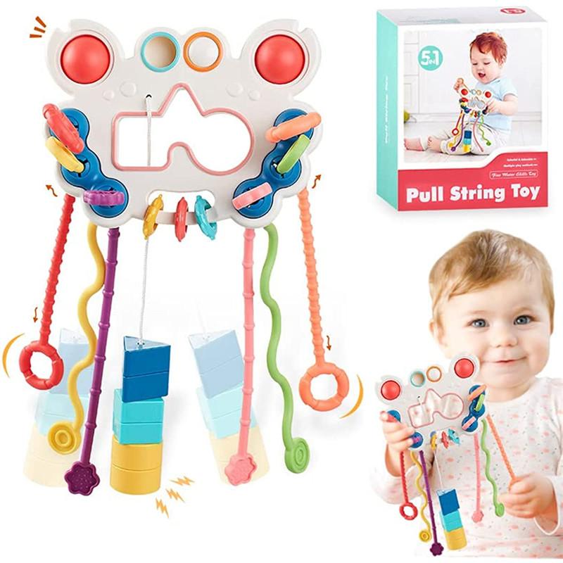 Montessori Toys for Baby Sensory Toys Crab Travel Toys Toddlers 1 2 3 Year Old Pull String Fidget Toys Birthday Gifts