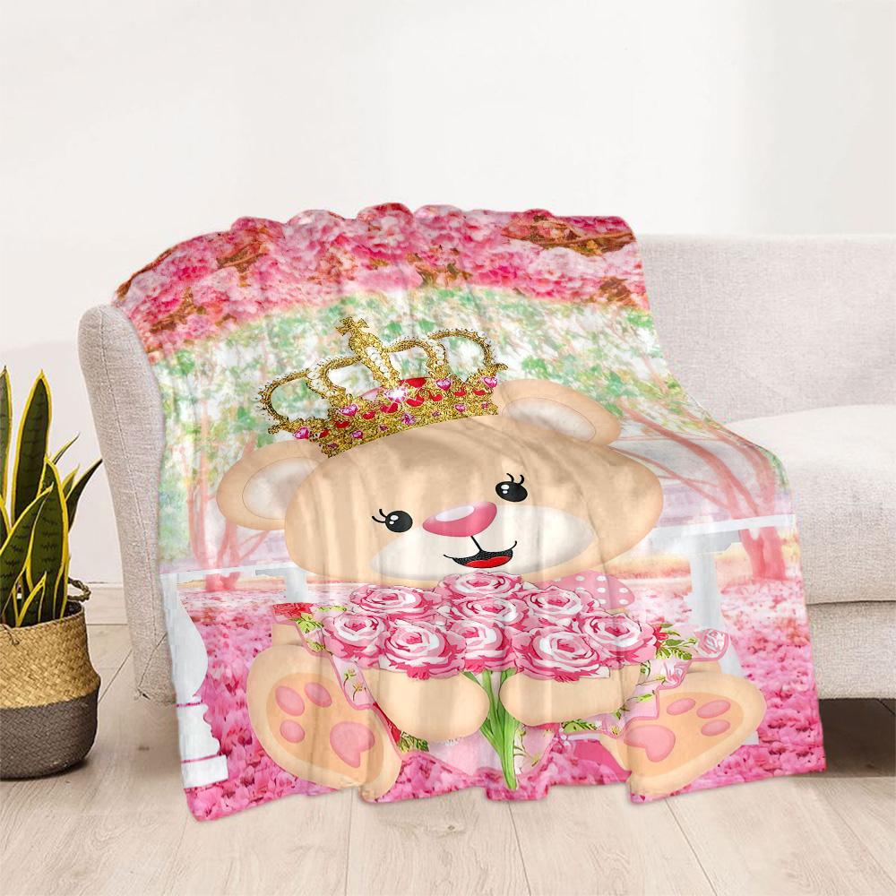 Pink Bunny In Flowers Blankets are suitable for living rooms,making them an ideal choice for outdoor travel and gifts.